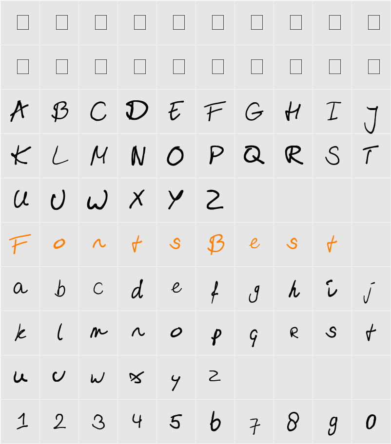 emizfont Character Map
