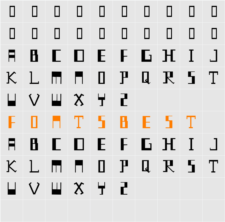 Johnny Bracket Character Map