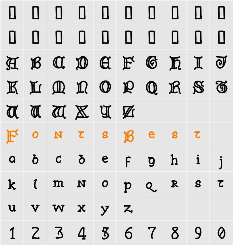 FunkyUncial Character Map