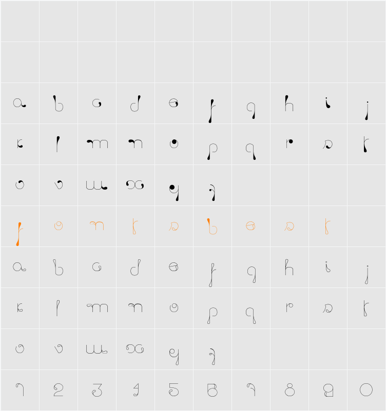 Licking Drops Character Map