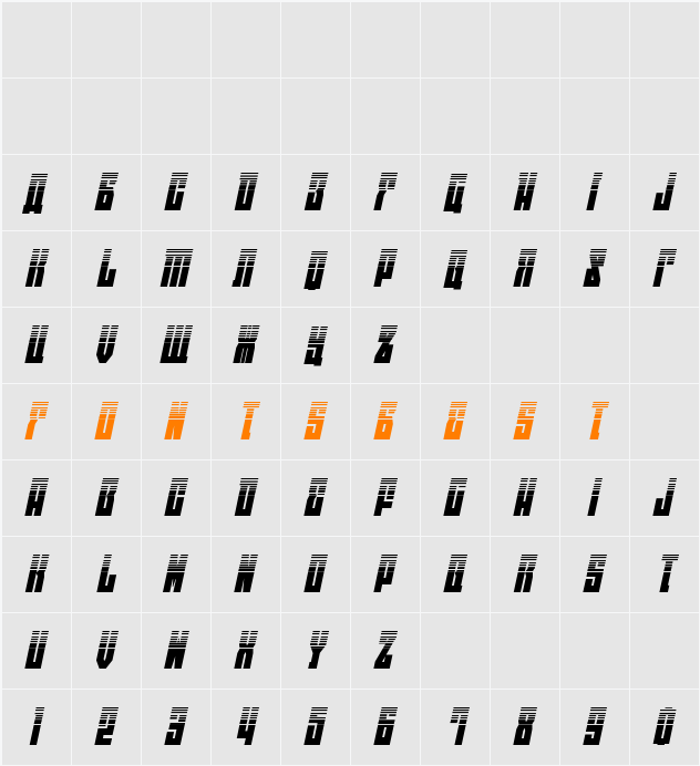 EAST-west Halftone Italic Character Map
