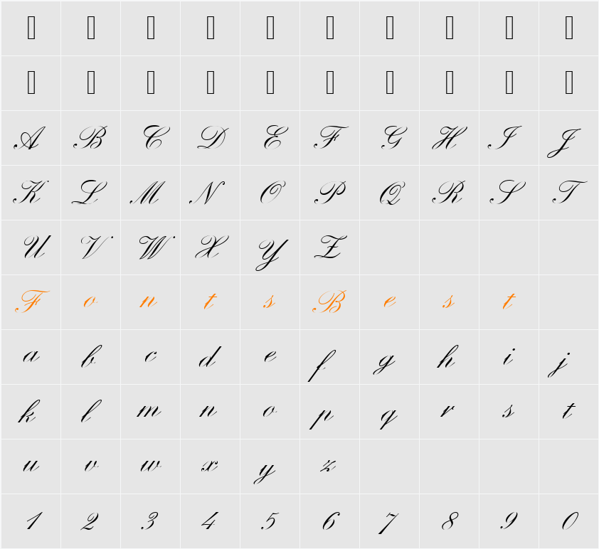 Englische Becker Joining Character Map