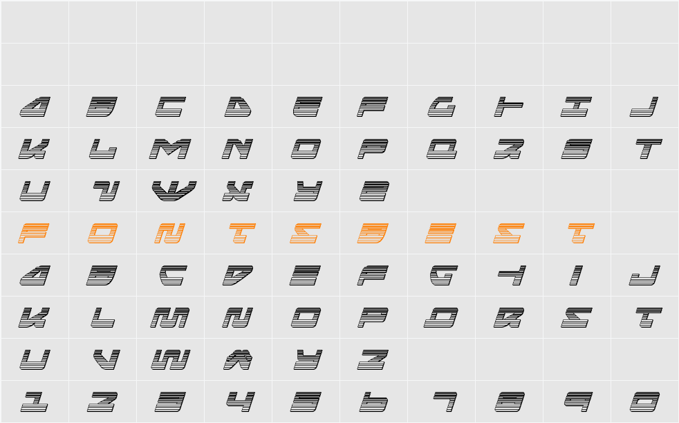 Searider Falcon Chrome Italic Character Map