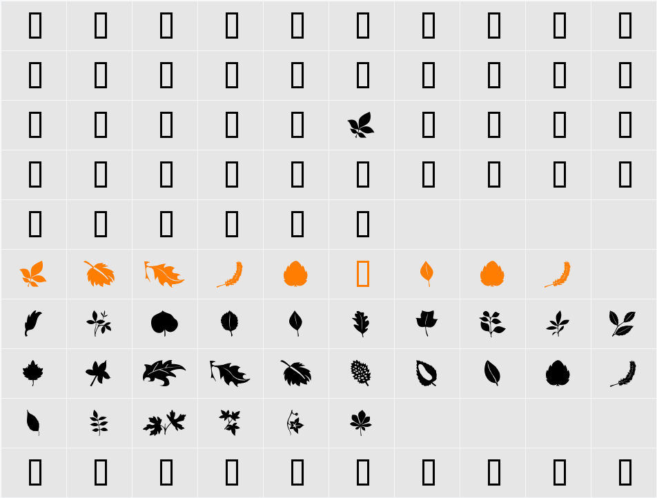 Leaves Character Map