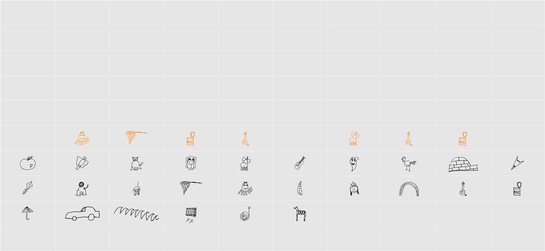 SL Kids Alphabet Character Map