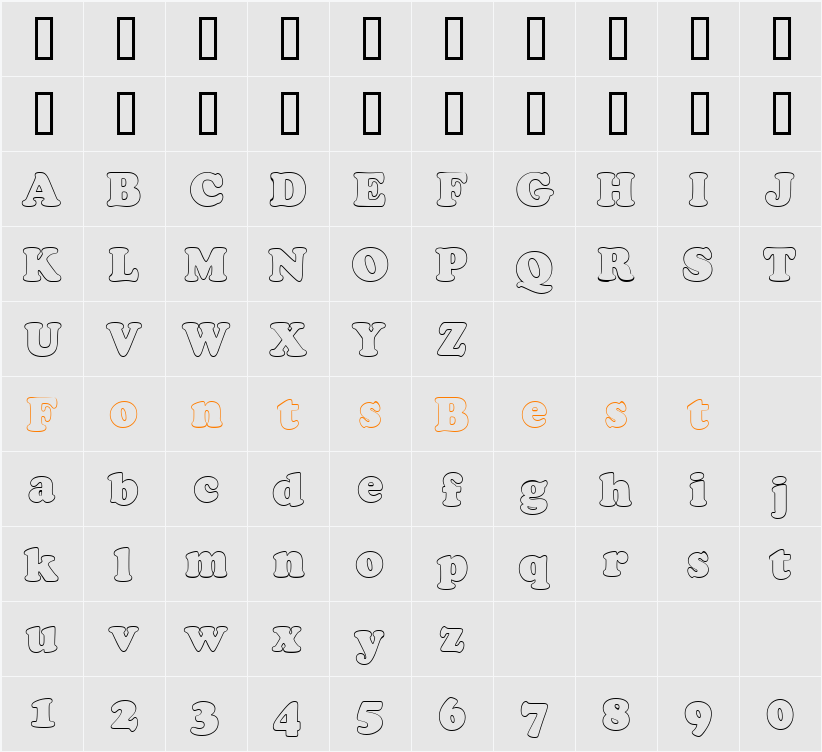 a_CooperBlackOtl Character Map