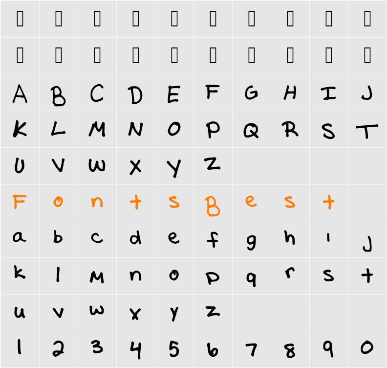 WashedPurple1 Character Map