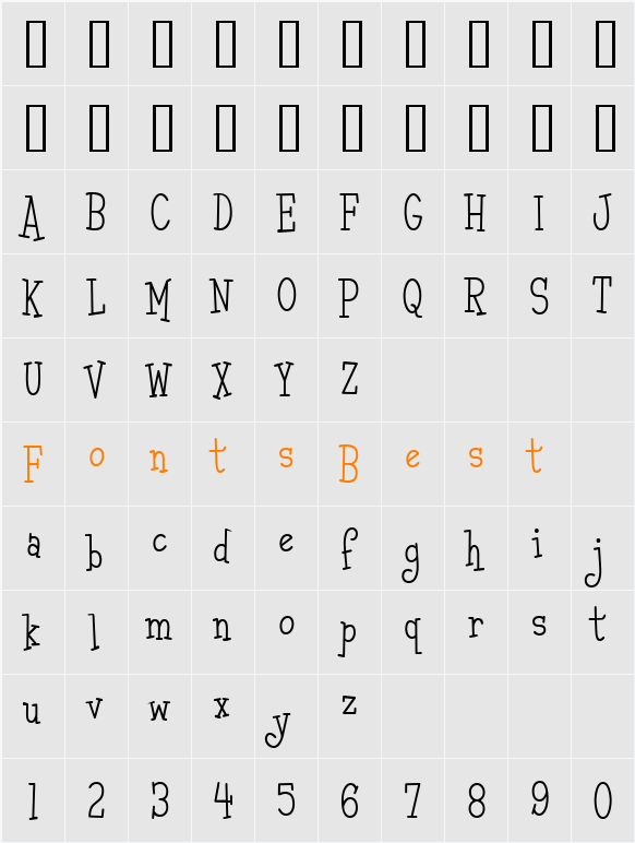 Malihini Tahitian BTN Cond Lt Character Map