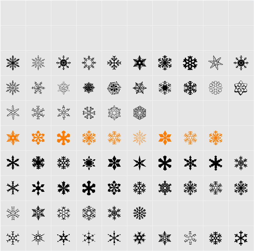 WWFlakes Character Map