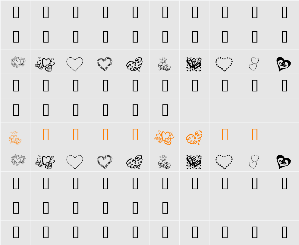 KR All About The Heart Character Map