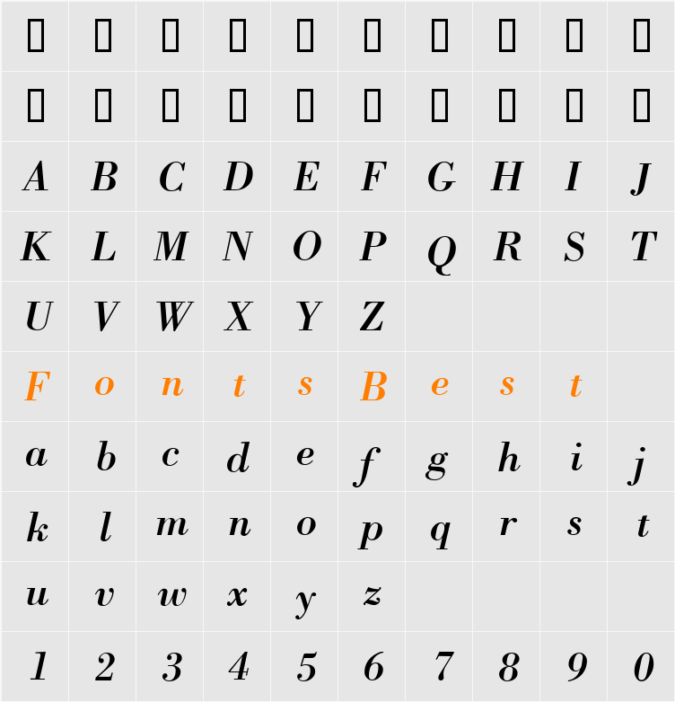 Bodoni ICG Character Map