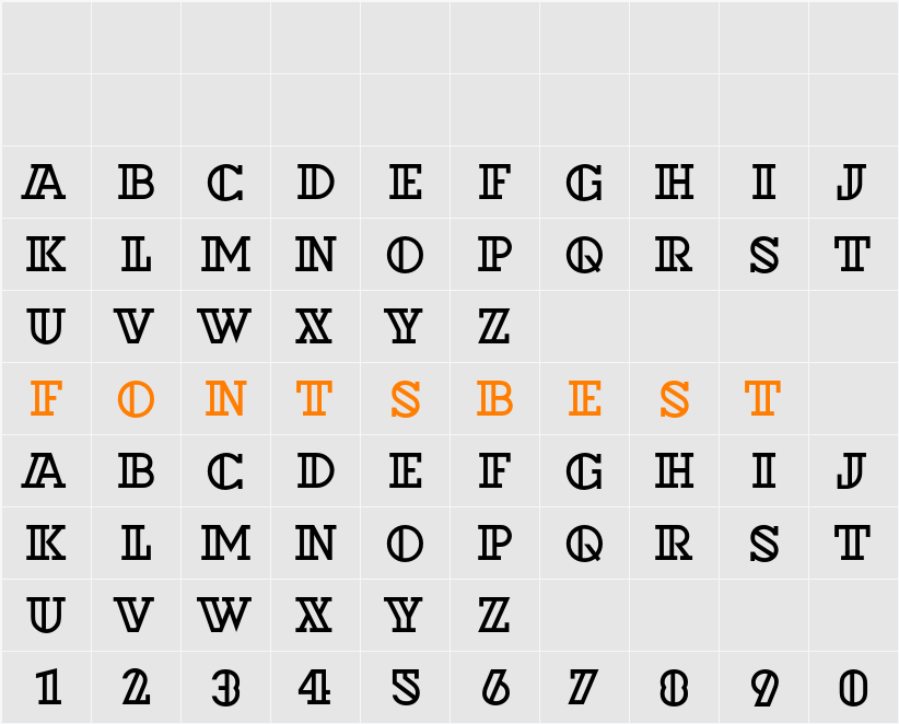 Dextor Outline D Character Map