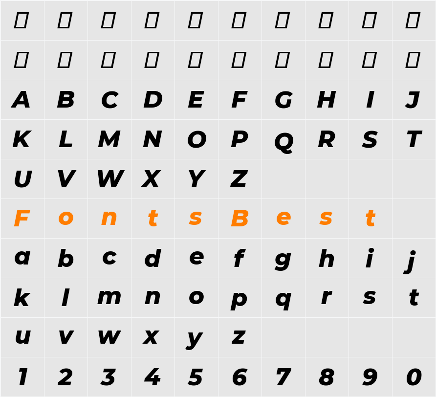 Montserrat ExtraBold Character Map