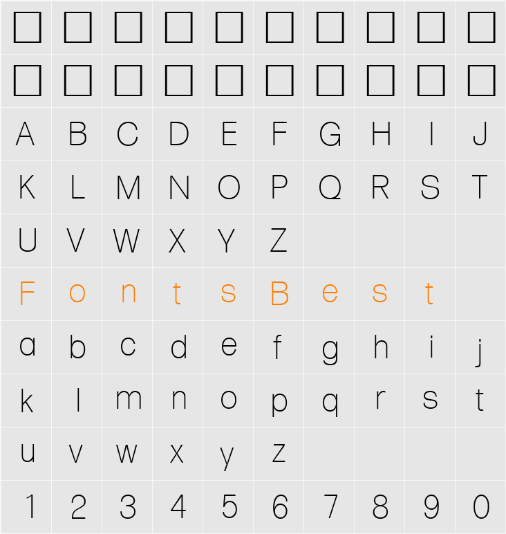 Formula-Xlight Character Map