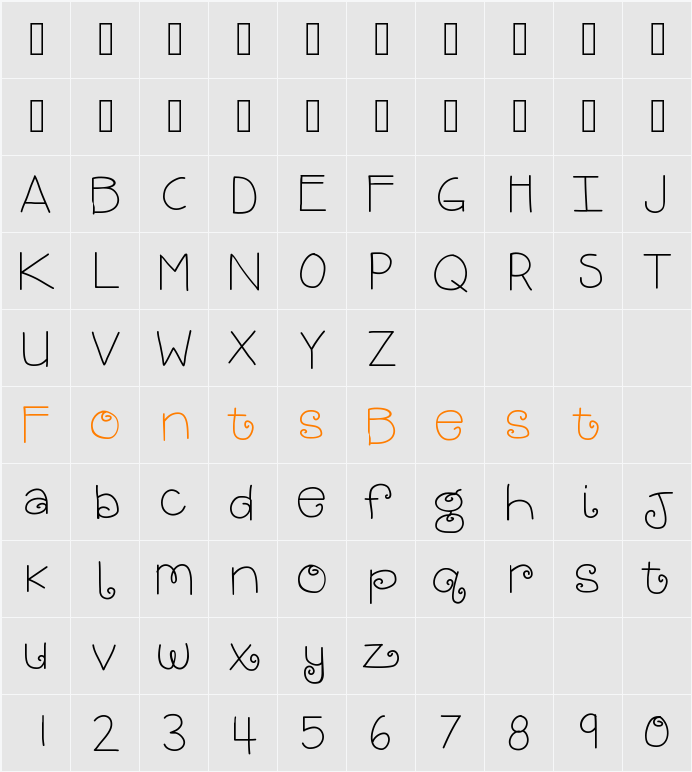 KBBrightandMerry Character Map