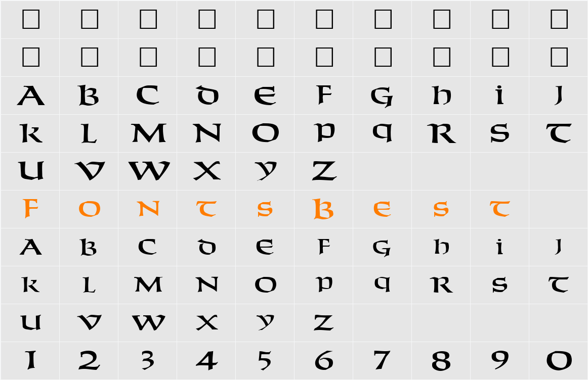 Weekender ttnorm Character Map