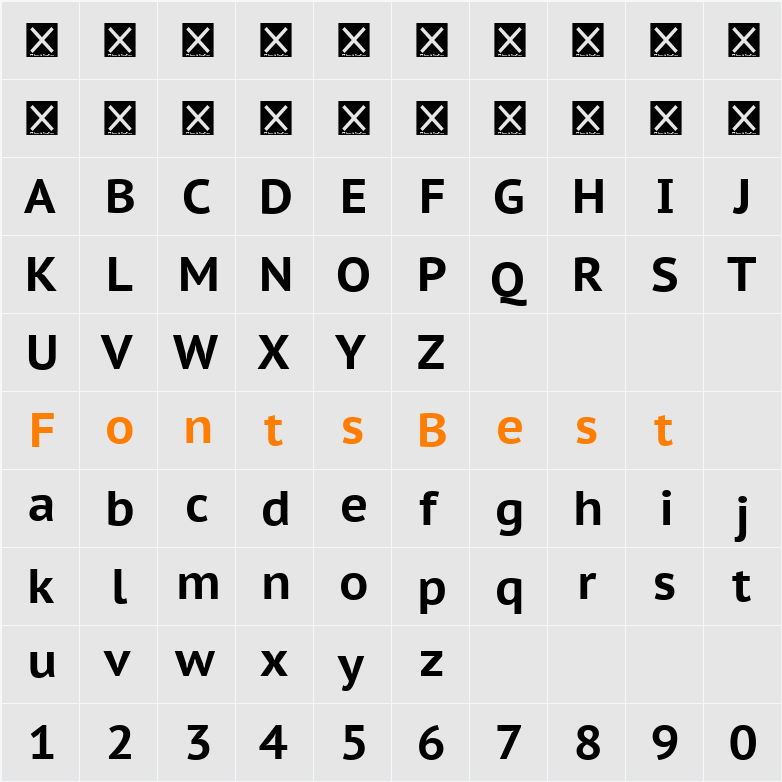 PT Sans Caption Character Map