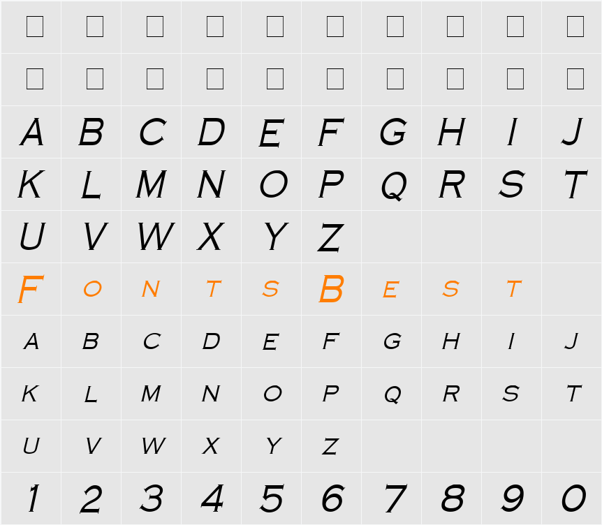 Cobalt Condensed Character Map
