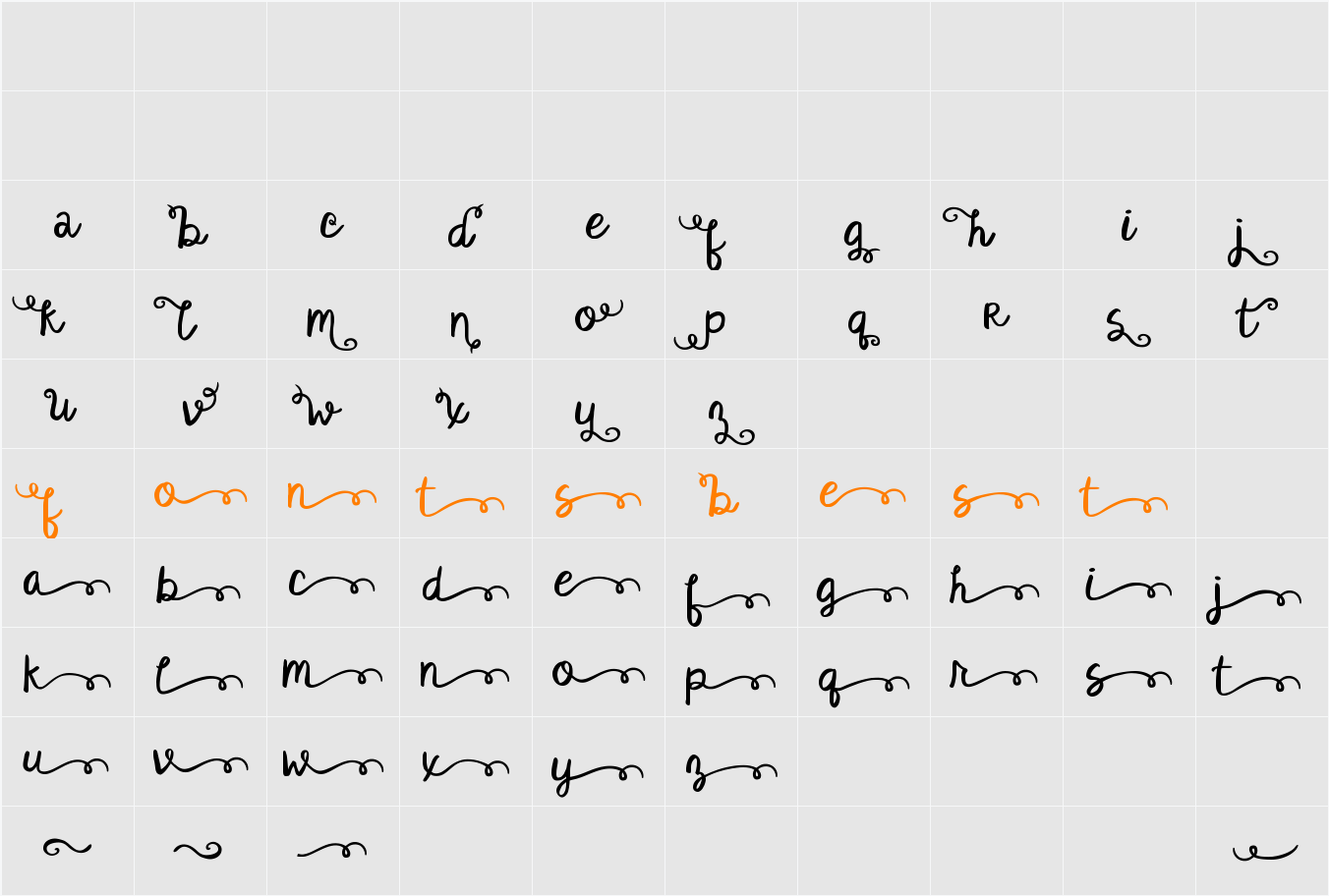 KG Satisfied Script Alt Character Map
