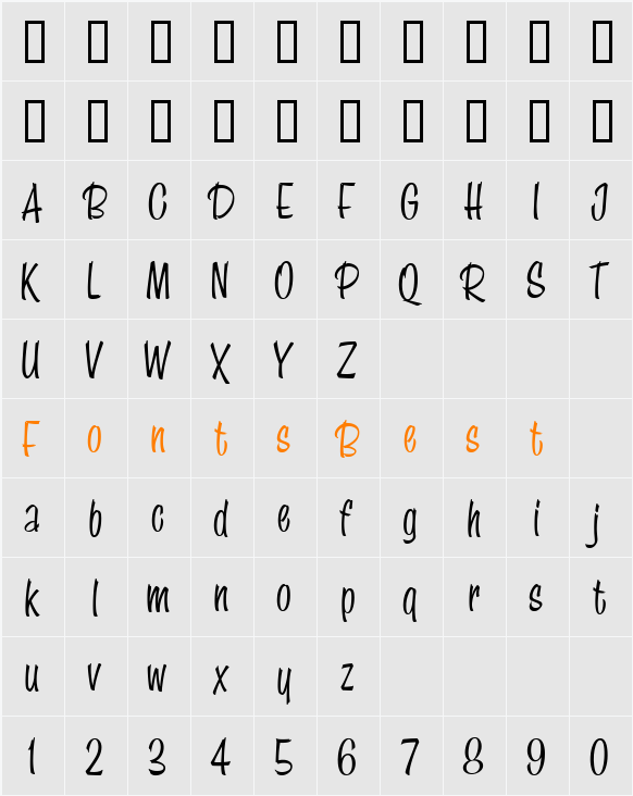 LHF Speedstyle Character Map