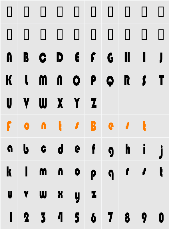 BongoBlackCondensed Character Map