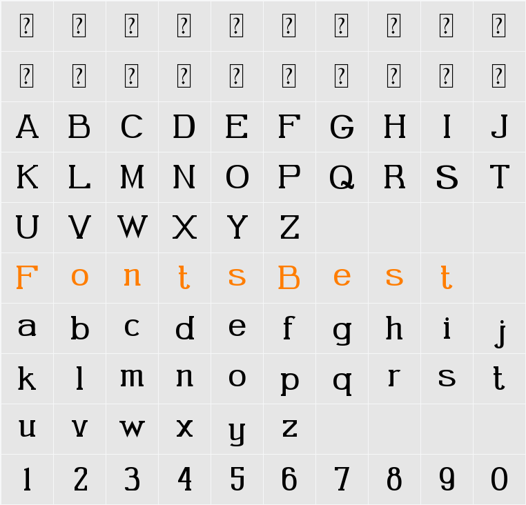 Gabriel Serif Character Map