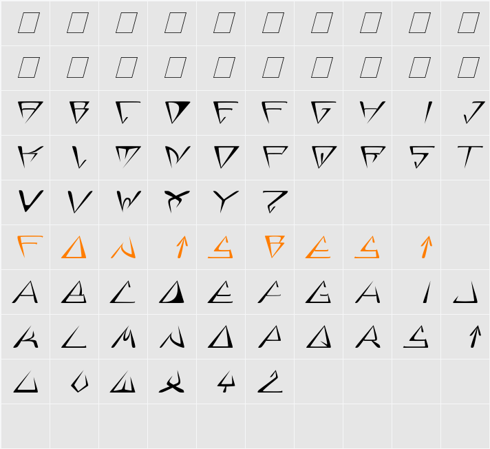 GlOrY Character Map