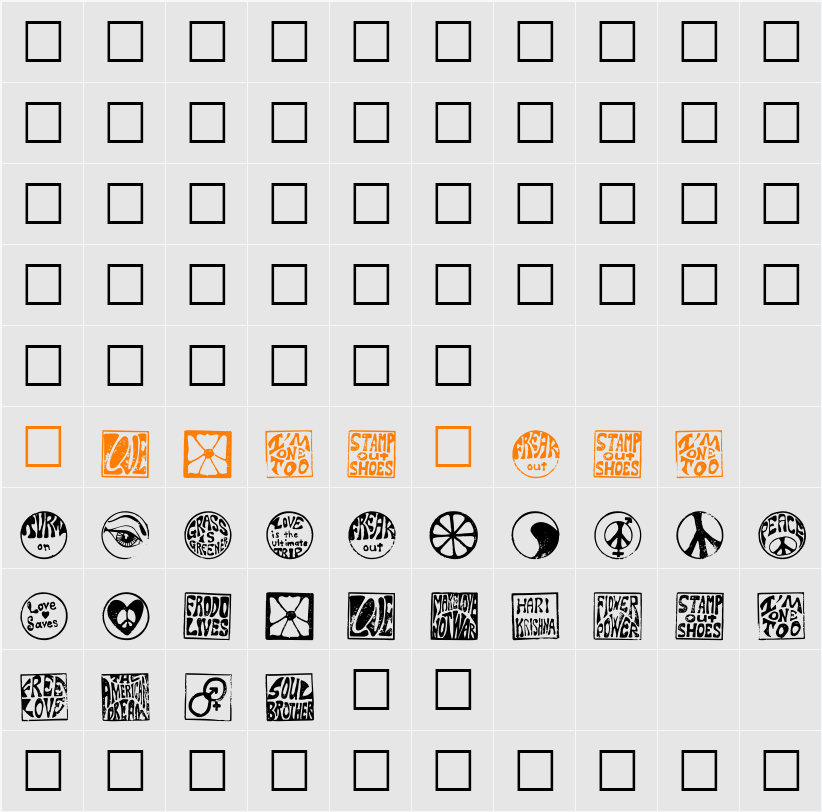 HippyStamp Character Map