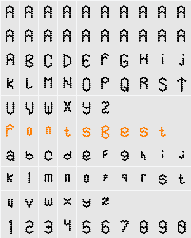 Hexamatter Character Map