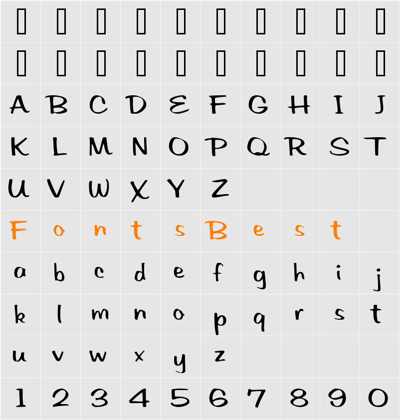 PrevattScriptSSK Character Map