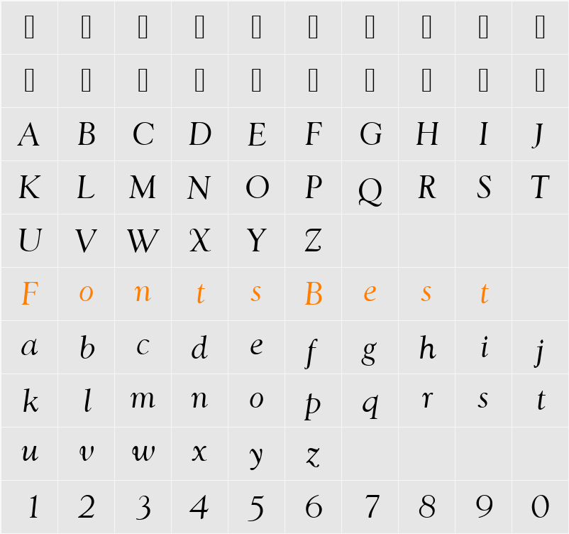 GoudyWtcT Character Map
