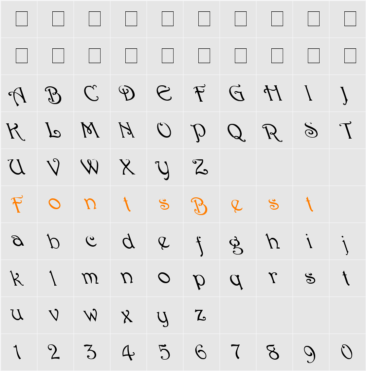 Harrington Leftified Character Map