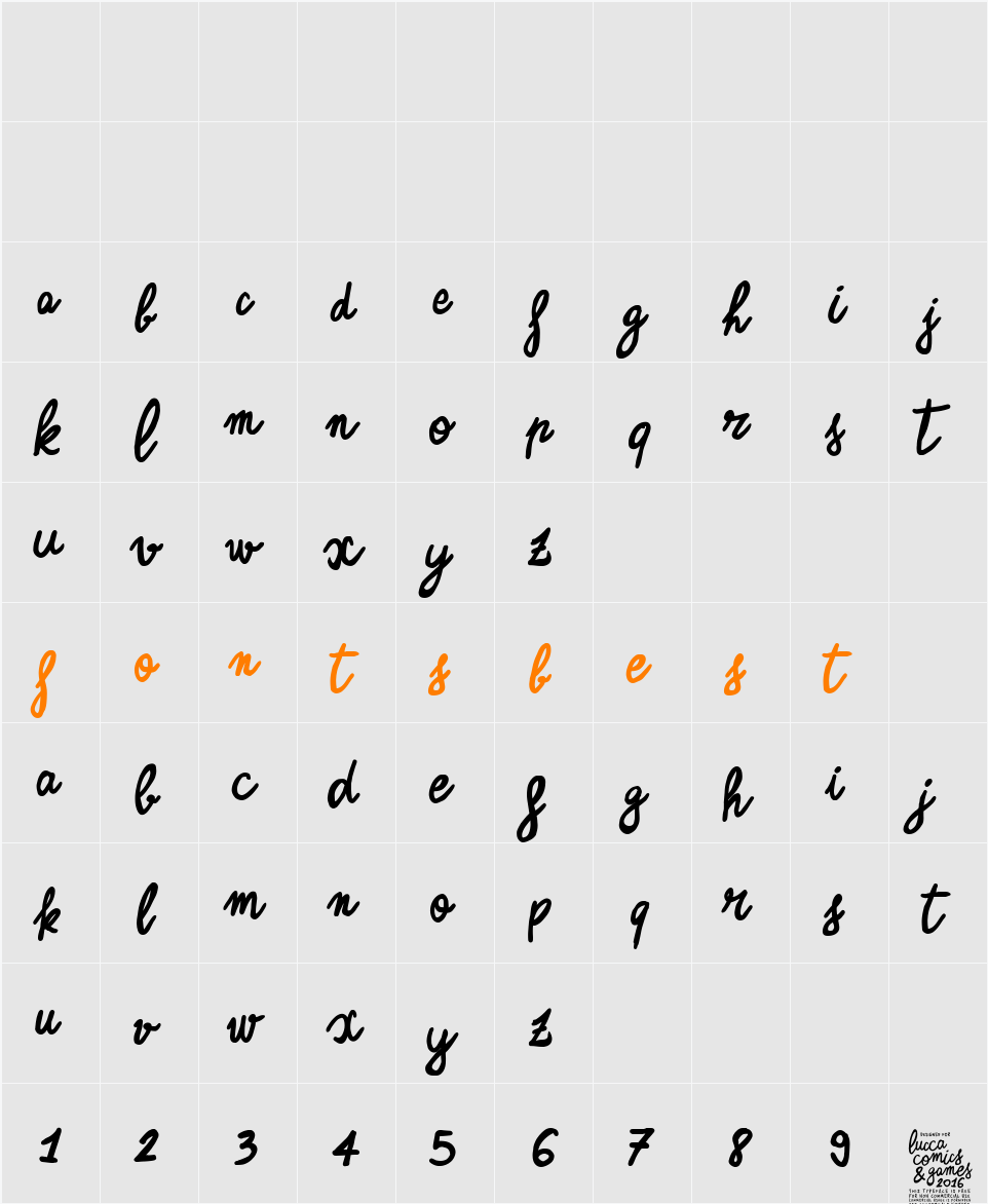 Zerocalcare Script NC Character Map