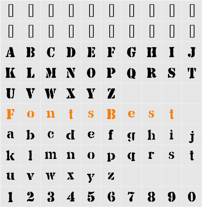 JJStencil Solid Character Map