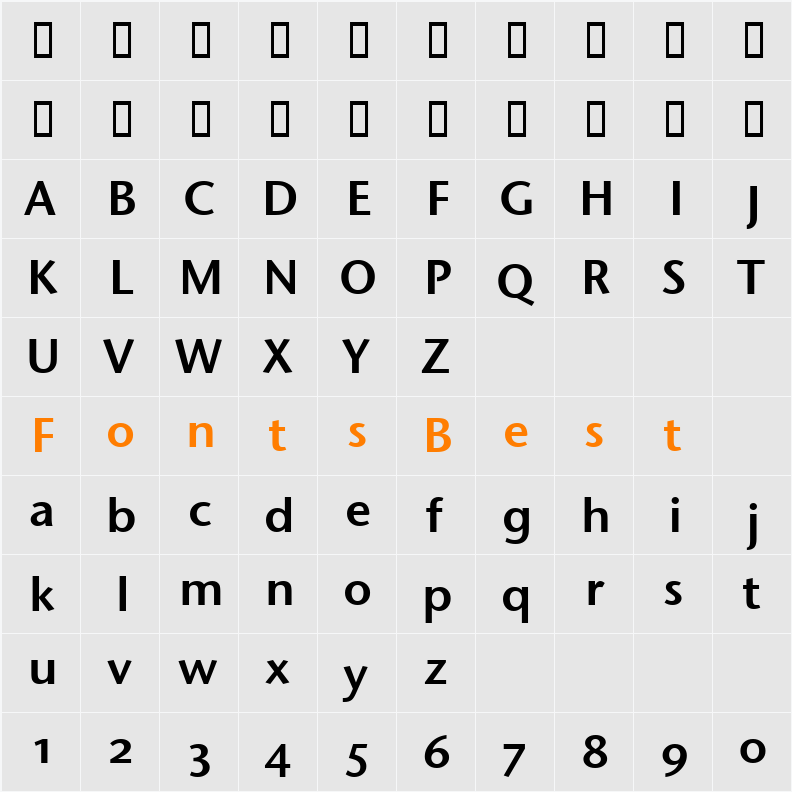 Stone Sans Sem OS ITCTT Character Map