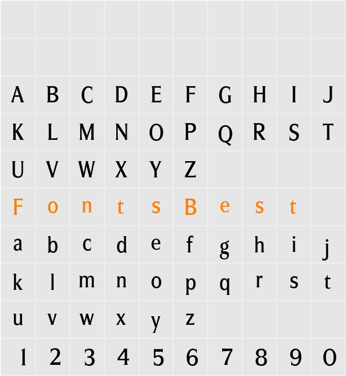 SilveradoMediumCondensed Character Map