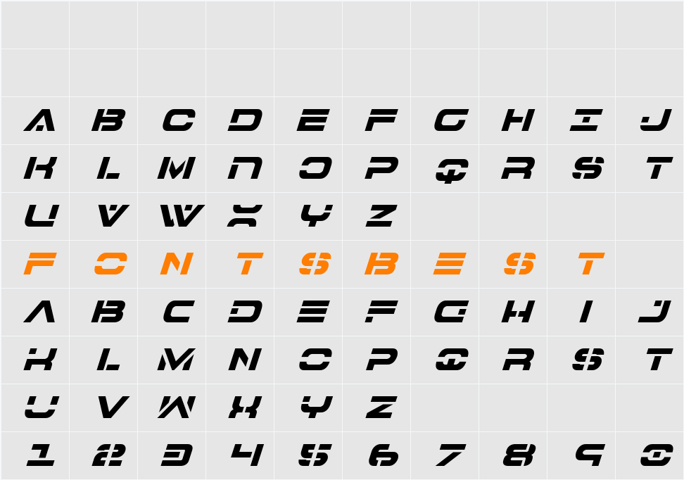 7th Service Title Italic Character Map