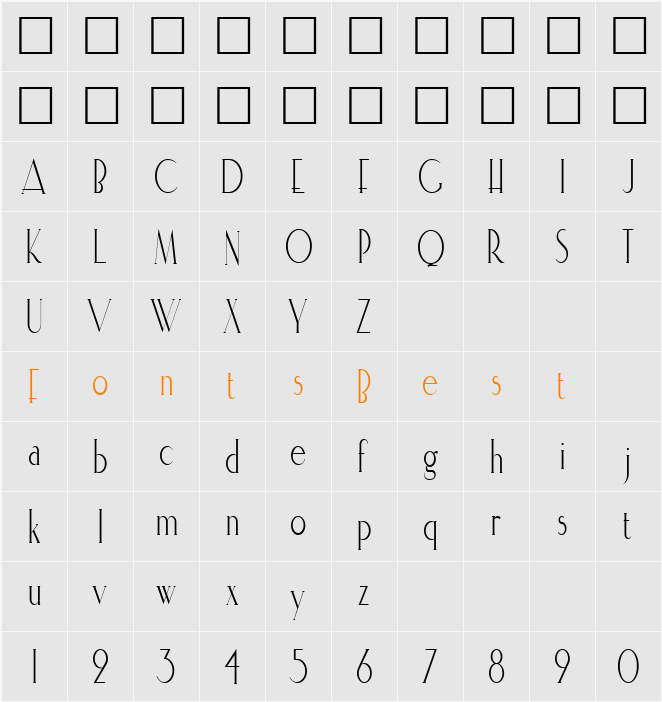 ElisiaCondensed Character Map