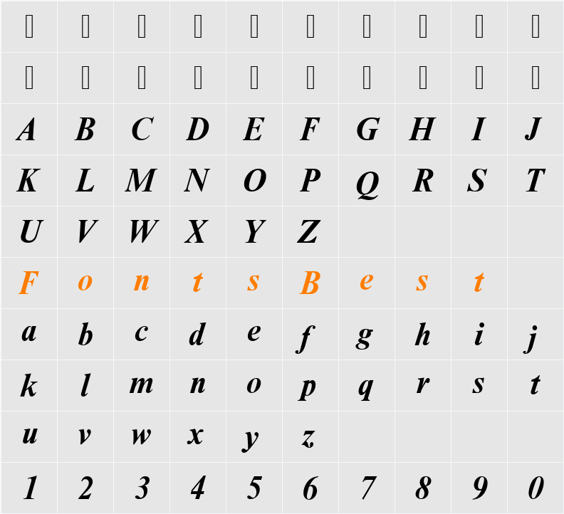 NimbusRomDCY Character Map