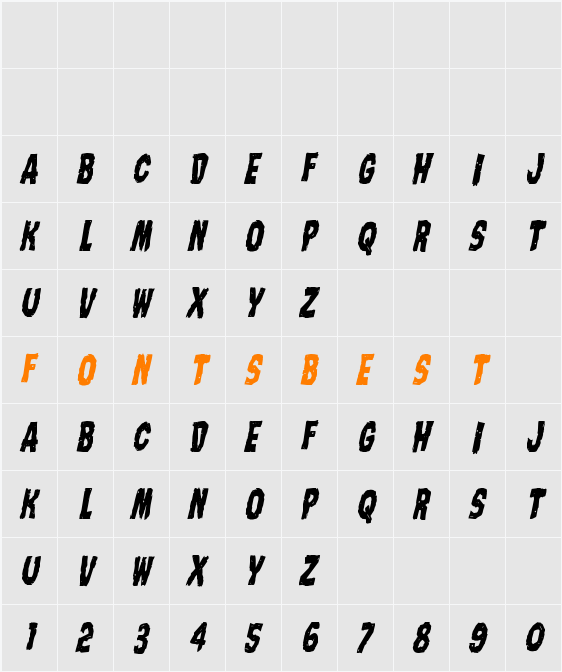 Nightmare Alley Condensed Italic Character Map