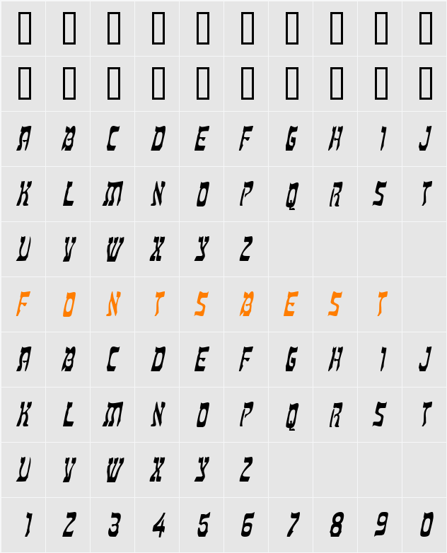 Kosher Condensed Character Map