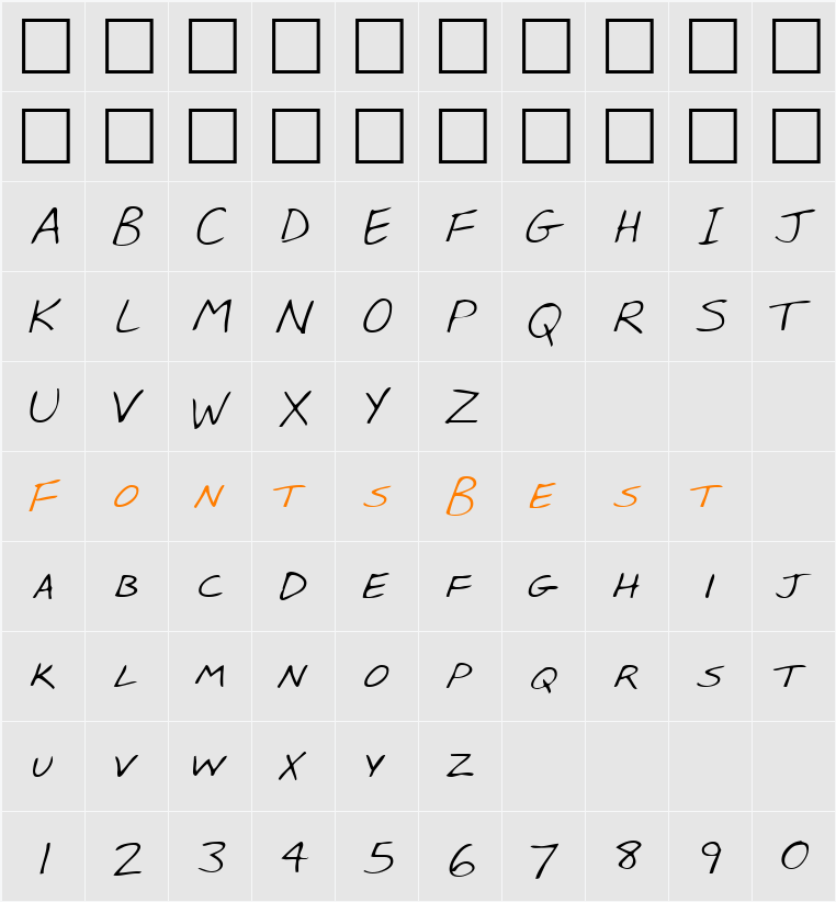LEHN023 Character Map