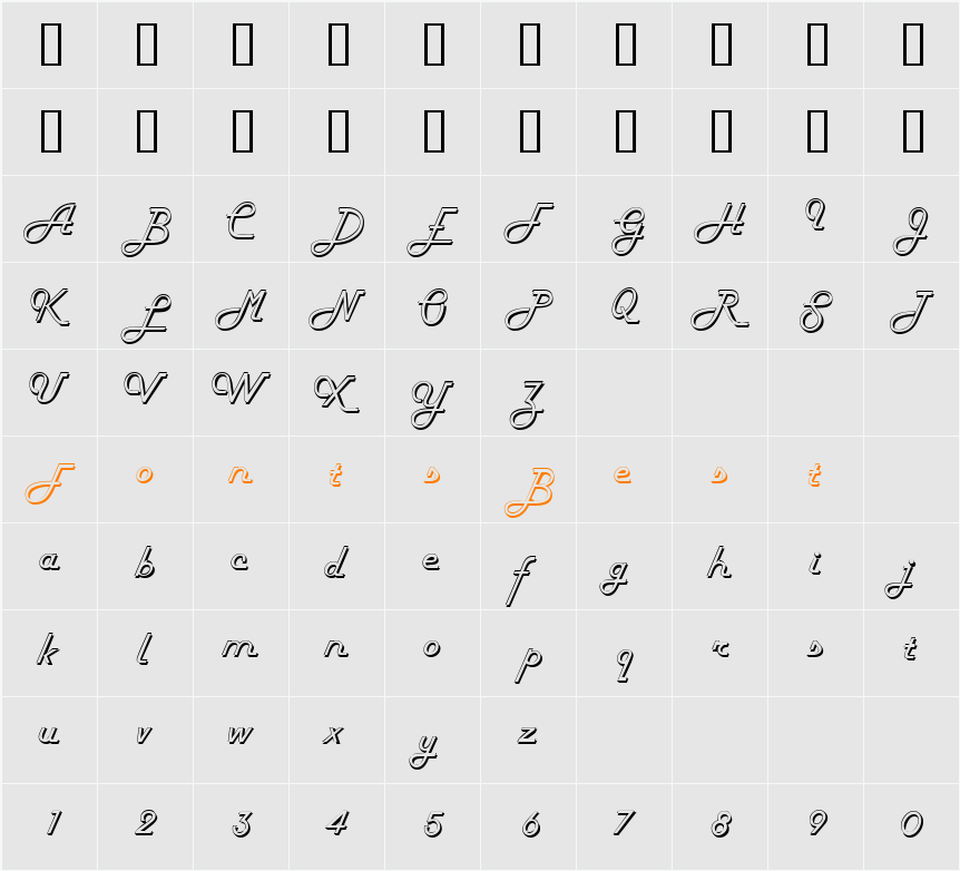 TubulaScriptSSi Character Map