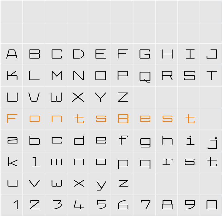 Larabiefont Xtrawide Character Map
