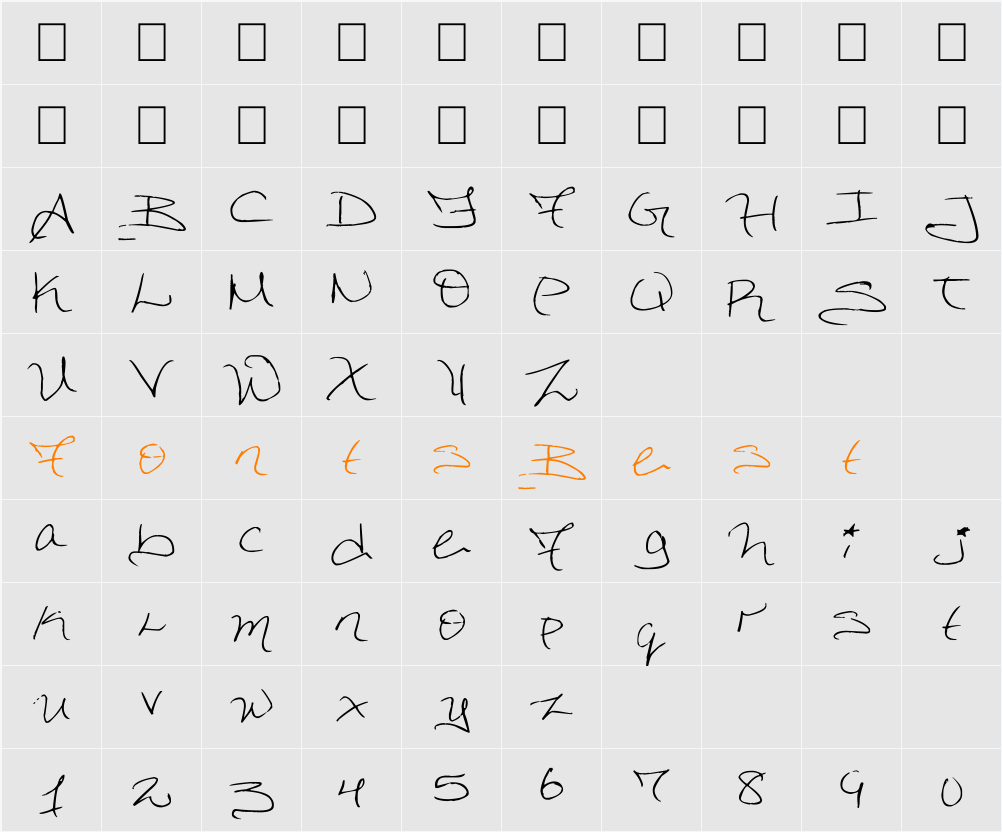 DorkifiedDistortion Character Map