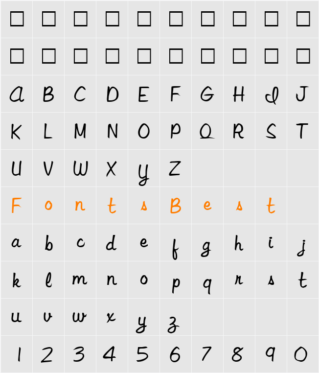 JitterScriptSSK Character Map