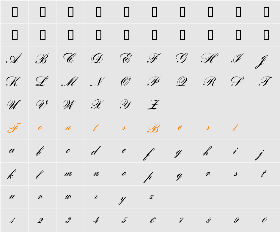 OPTIBank Character Map