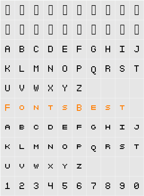 SGK050 Character Map