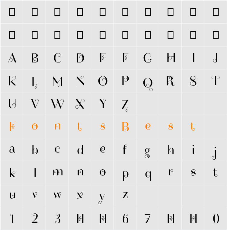 Friandise SwashDemo Character Map