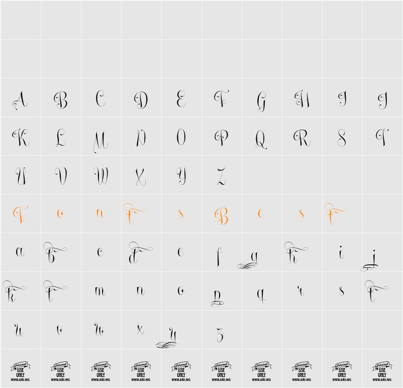 Undergone Personal Use Character Map